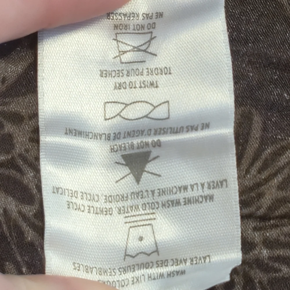 Denver Hayes XL Brown Ombre Floral Cotton Short Sleeve Blouse Tropical Boho - Picture 14 of 15